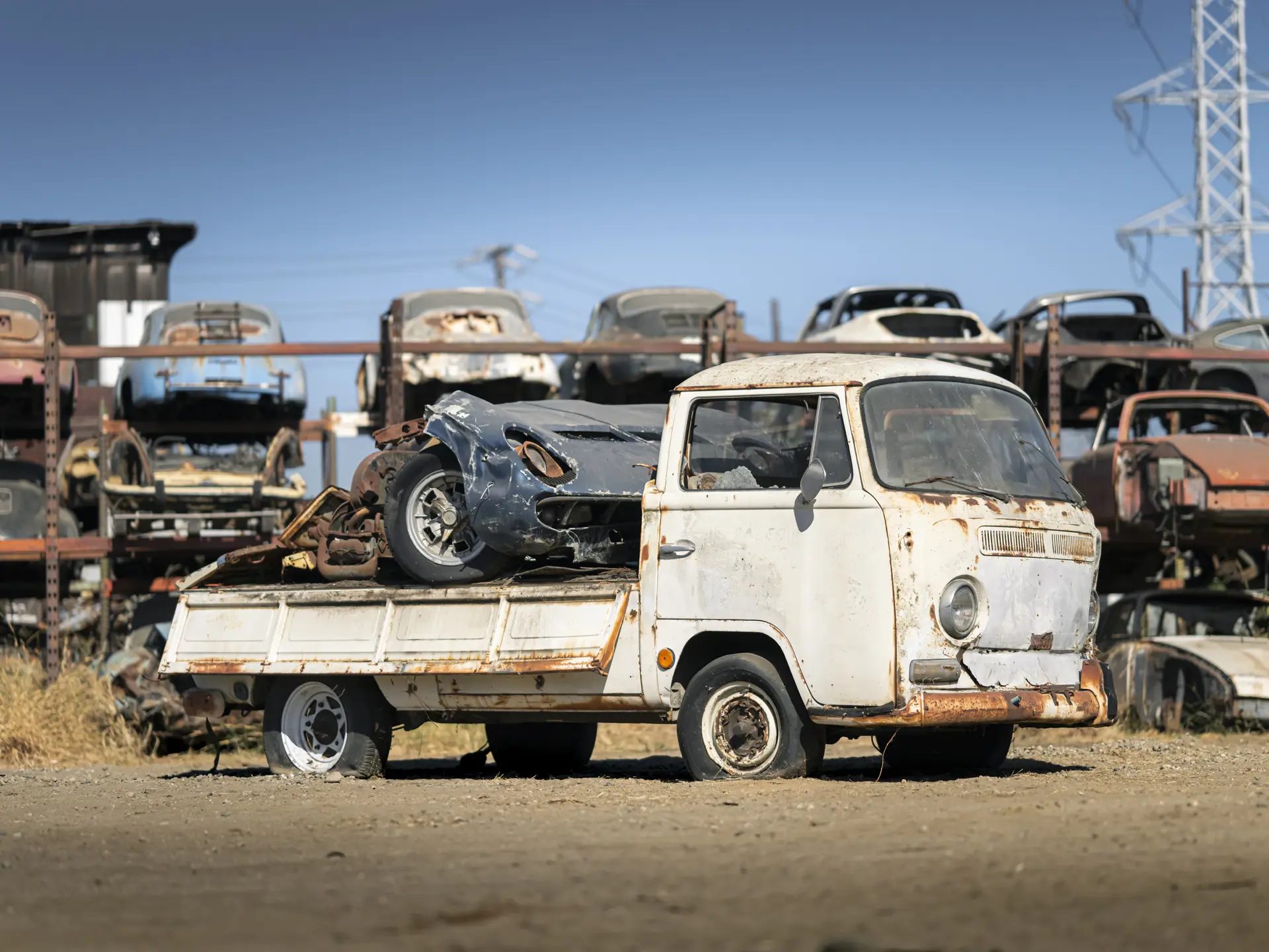 1969 Volkswagen Type 2 Single-Cab Pickup with 1968 Lamborghini Miura P400 (Front Chassis Section and Clip Only) sold for $56,000